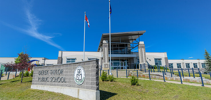 Picture of the front of Derek Taylor School